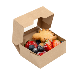 Бумажный контейнер OneBox 350 мл Крафт - (цена за 1 коробку - в 1 коробке 600 штук).