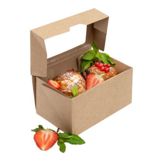 Бумажный контейнер OneBox 1200 мл Крафт - (цена за 1 коробку - в 1 коробке 250 штук).