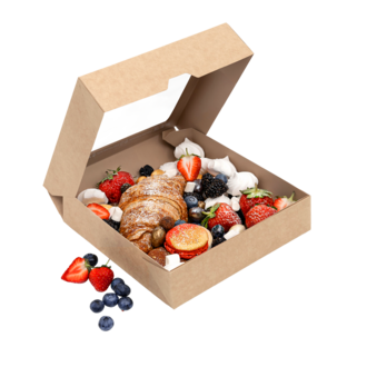 Бумажный контейнер OneBox 1500 мл Крафт - (цена за 1 коробку - в 1 коробке 150 штук).