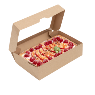 Бумажный контейнер OneBox 1900 мл Крафт - (цена за 1 коробку - в 1 коробке 150 штук).